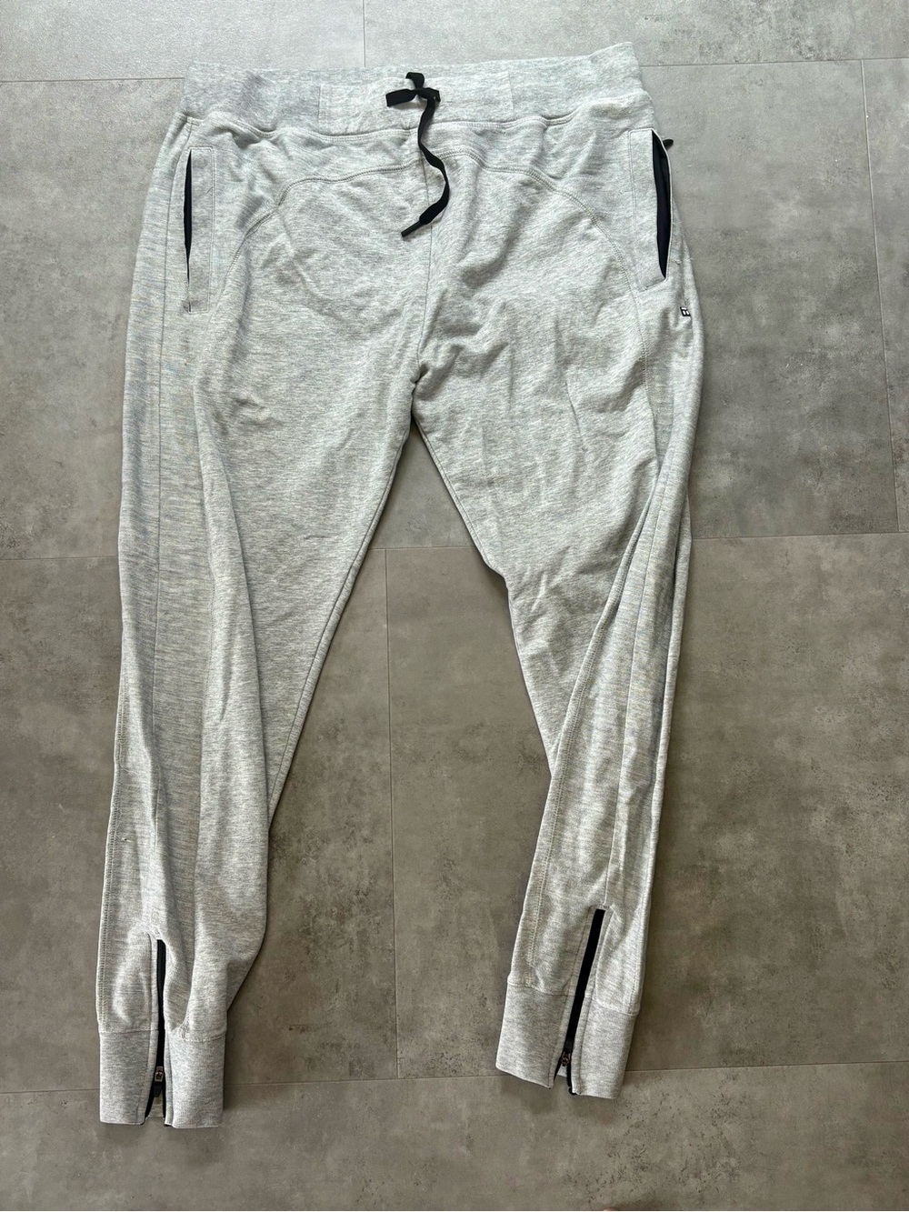 Tommy John Light Gray Drawstring Jogger Pants with Zipper Ankles